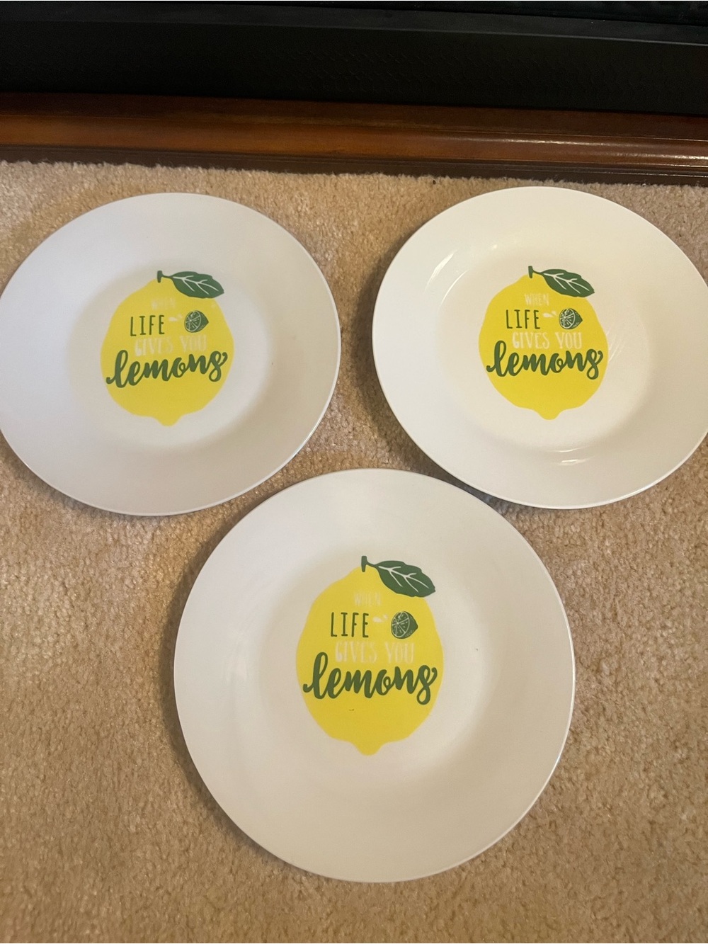 Cute Small Lemon Plates “When Life Gives you Lemons” Set of 3 Glass